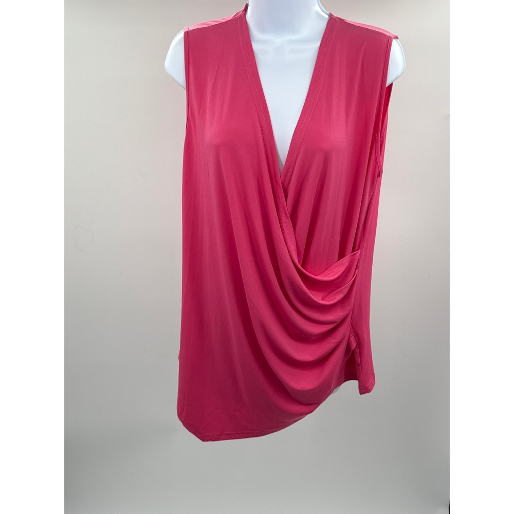 Aryeh Womens Hot Pink Sleeveless Surplice Wrap Top Blouse TPY-8625(K12) XL